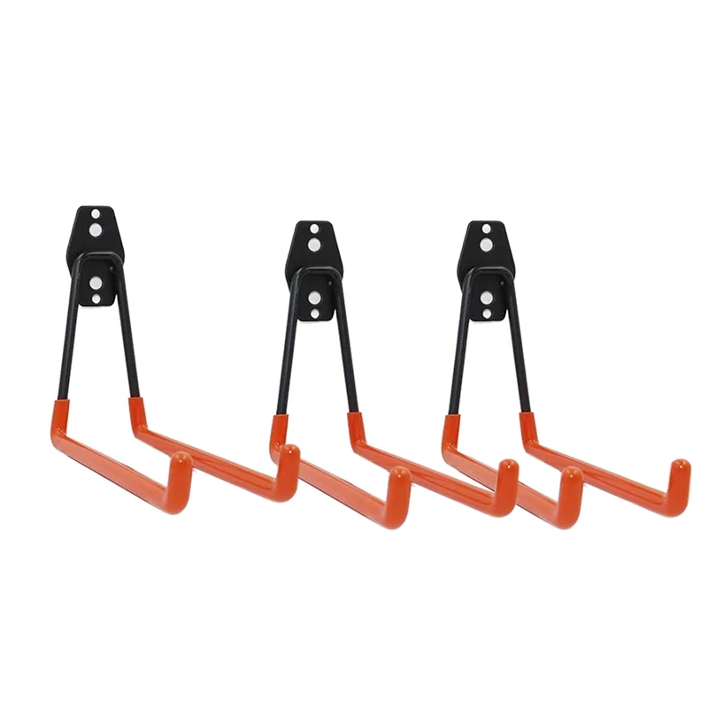 

6 Pack Heavy Duty Garage Storage Hooks for Ladders & Tools, Wall Mount Garage Hanger Organizer with Anti-Slip Coating
