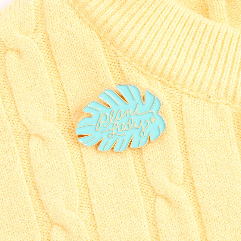 Листья Жесткий Эмаль на булавке для сбора мятно-зеленого цвета лист металла