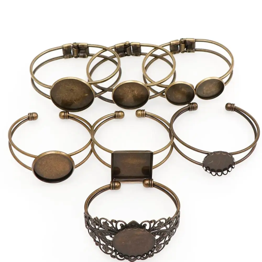 

20/25/30mm High Quality Bronze Plated Bangle Base Bracelet Base Blank Findings Fashion Tray Bezel Setting Cabochon Cameo