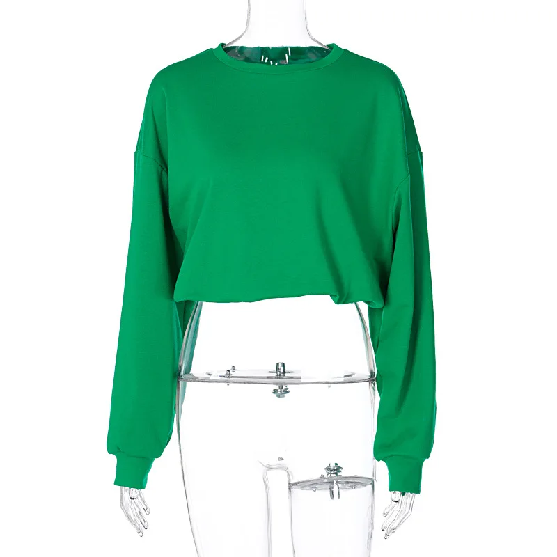 

2020 New Style for Autumn Winter Women's Crew-Neck Long-Sleeve Top Short Crop Brief Long Sleeve Casual Hoodies