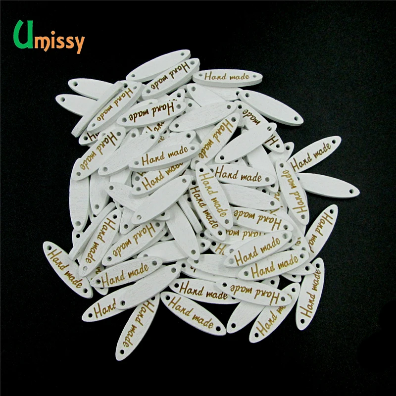 100 шт. деревянные кнопки &quotручная работа&quot буквы Швейные Кнопки 2 отверстия