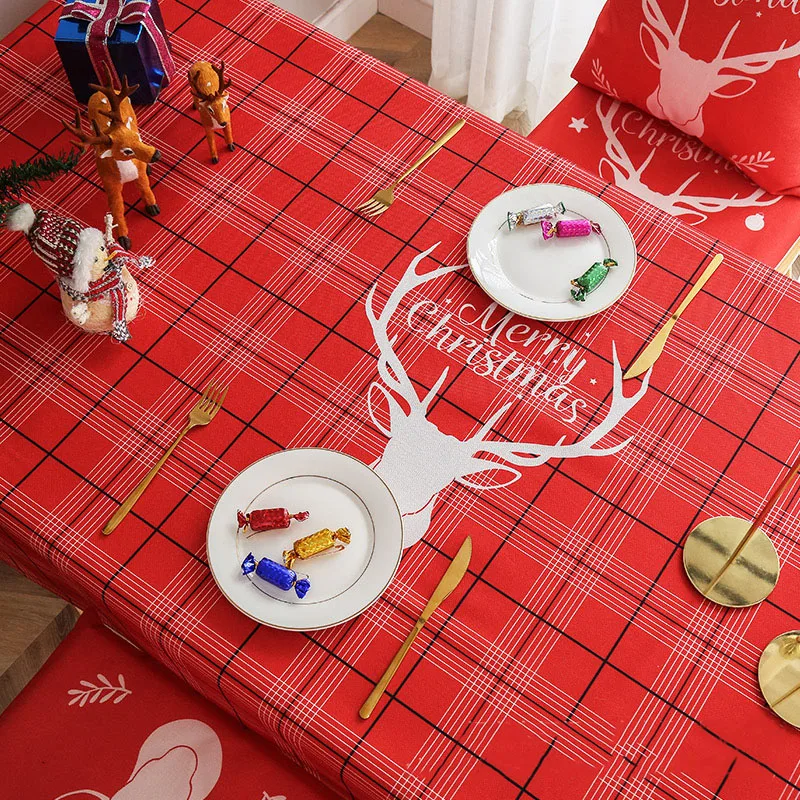 Рождественская скатерть с изображением Красного лося из хлопка и льна покрытие