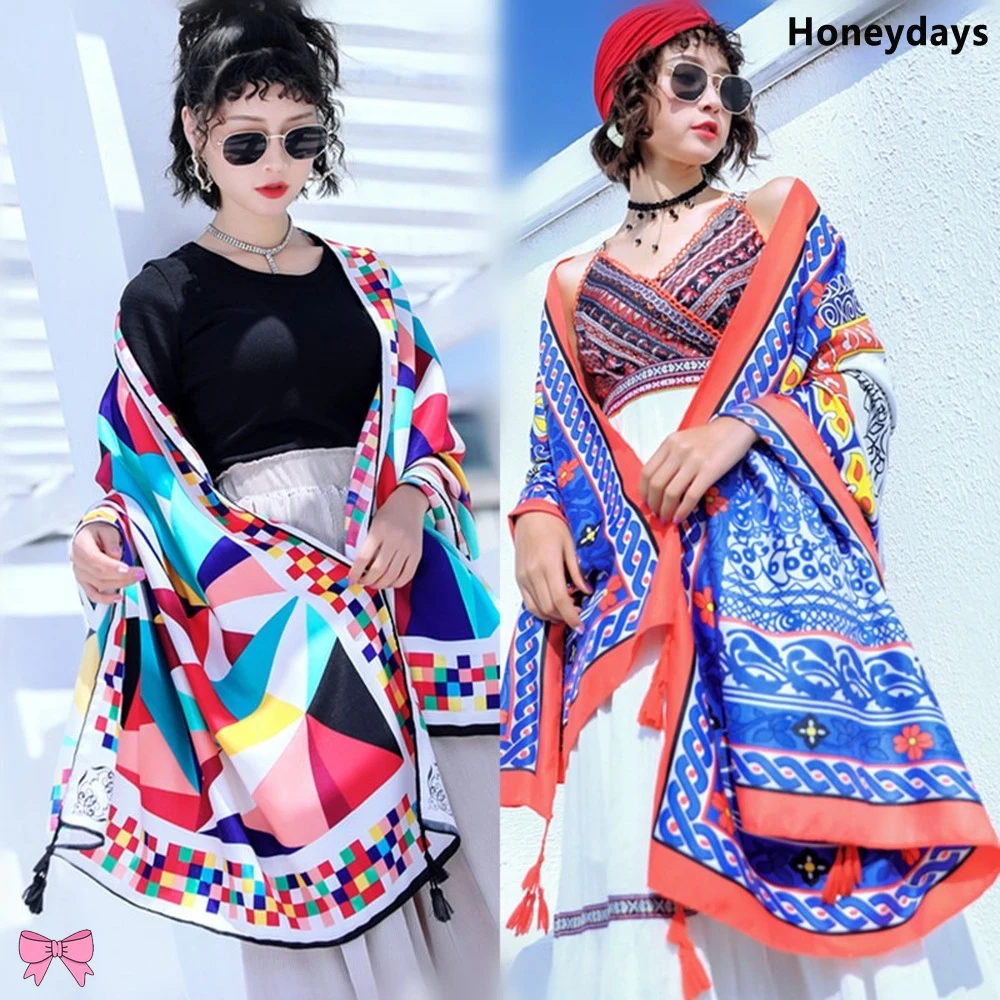

New 90x180cm Ethnic Style Shawl Bikini Bathing Swimwear Cover Up Sarong Wraps Scarf Pareo Beach Women Print Large Pareos Bufanda