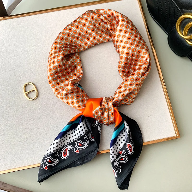 

New Cashew Flower Fashion Small Square Scarf Female Wild Simulation Silk Clothing Decoration Scarf Sunscreen Silk Scarf