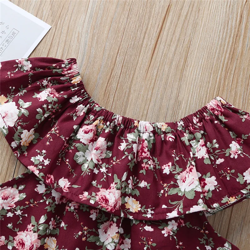 

Summer Baby Girl Clothes Newborn Infant Set Cotton Ruffle Short Sleeve Floral t shirt Elastic Shorts Outfits Clothes Baby Girls