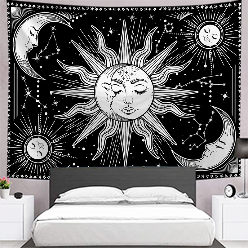 

Witchcraft Supplies Bergamot SunMoon Wall Hanging Tapestry Room Decor Mysterious Gobelin Small Hippie Tarot Psychedelic Tapestry