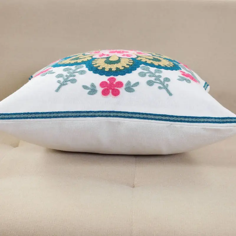 Наволочка для подушки с вышивкой из хлопка винтажной этническая цветами ручной