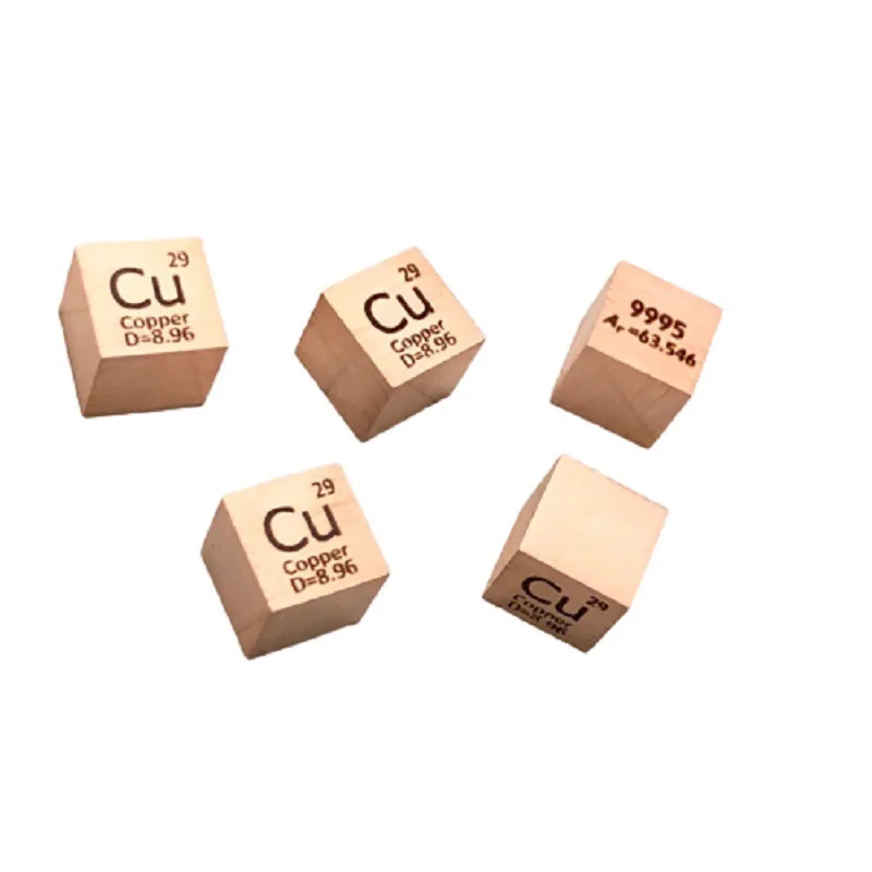

Free shipping 5pcs & 10pcs 99.95% purity Cu carved element periodic table 10mm cube with 8.9g Copper ingot / pellet / block