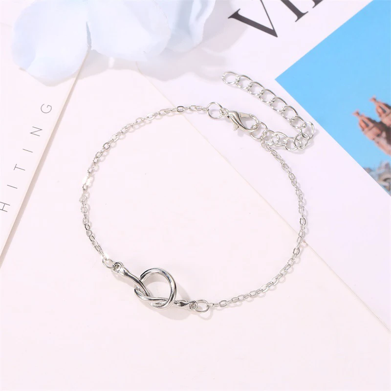 Knotted Chain Bracelets for Women Couple Bracelet Silver Color Charm Pulseras Mujer Moda Classic Simple Jewellery | Украшения и