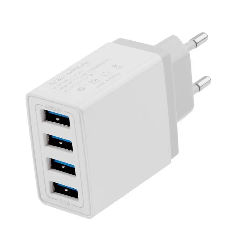 4 USB порта 5.1A интерфейс мобильный телефон зарядка штепсельная вилка адаптер