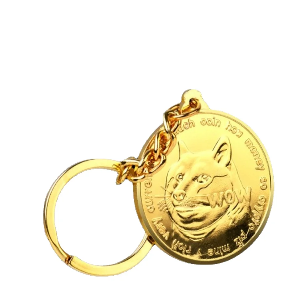 

Dogecoin Gold Plated Commemorative Coin Collectible + Keychain Dogecoin Edition Collectible Alloy Plating Tokened Craft Gift #3
