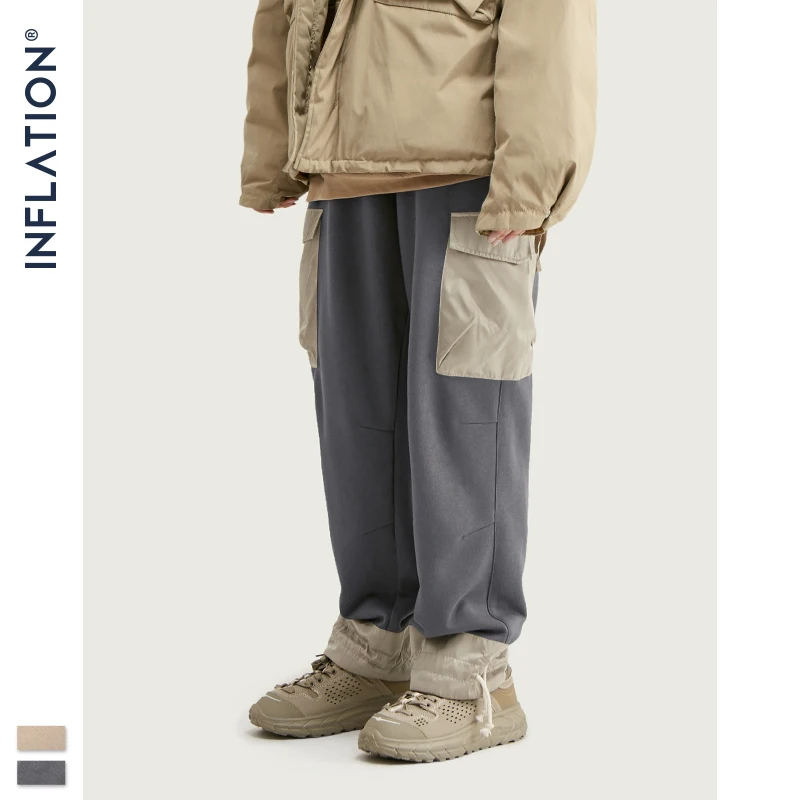 Мужские спортивные штаны с карманами INFLATION серые свободные прямого покроя в