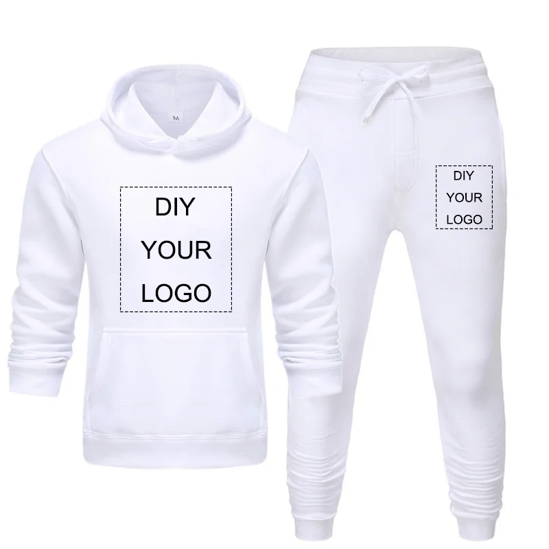 

Custom Logo Printed Hooded Jacket and Pants Padded SweatshirtComfortable Unisex DIY Logo Streetwear Sportswear Suit