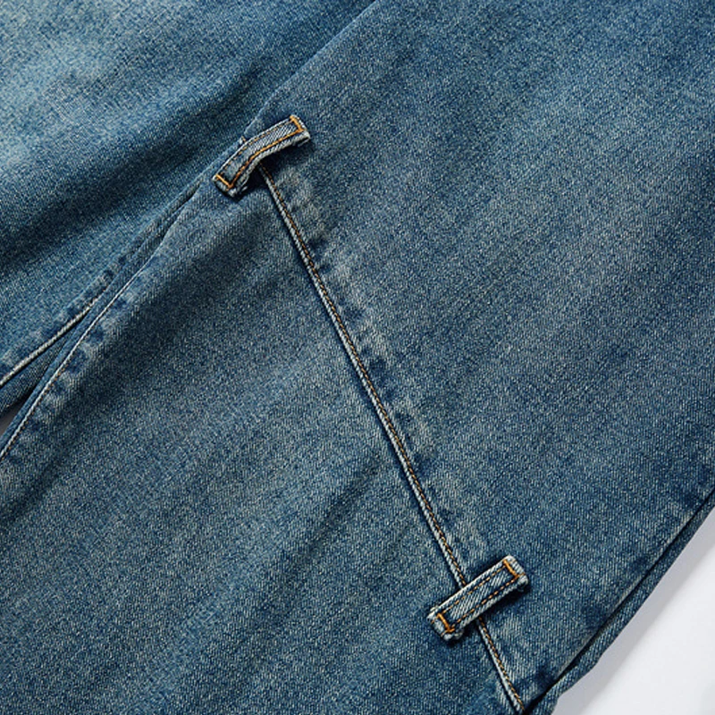 

GTDOM Hip Hop Oversize Jeans For Men Button Fly Pockets 2021 Spring Denim Blue Patchwork Fashion Long Pants High Street Jeans