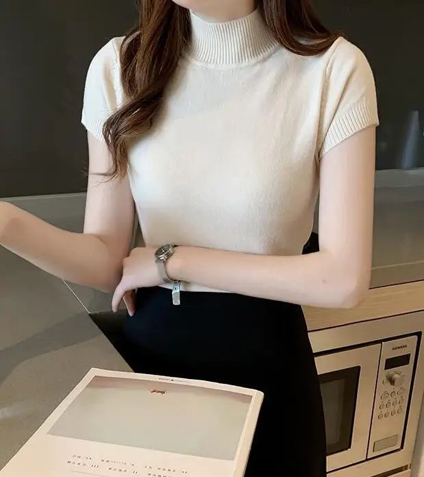 Осенний Повседневный женский свитер с воротником лодочкой и коротким рукавом