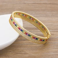 classic elegant crystal cuff bangles bracelets for women gold color simple female opening bangle best party wedding jewelry gift