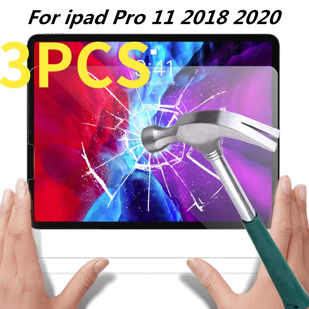 

3 упаковки Закаленное стекло протектор экрана для ipad Pro 11 дюймов Анти отпечатков пальцев против царапин 2018 2020 пузырь Бесплатная защитная пле...