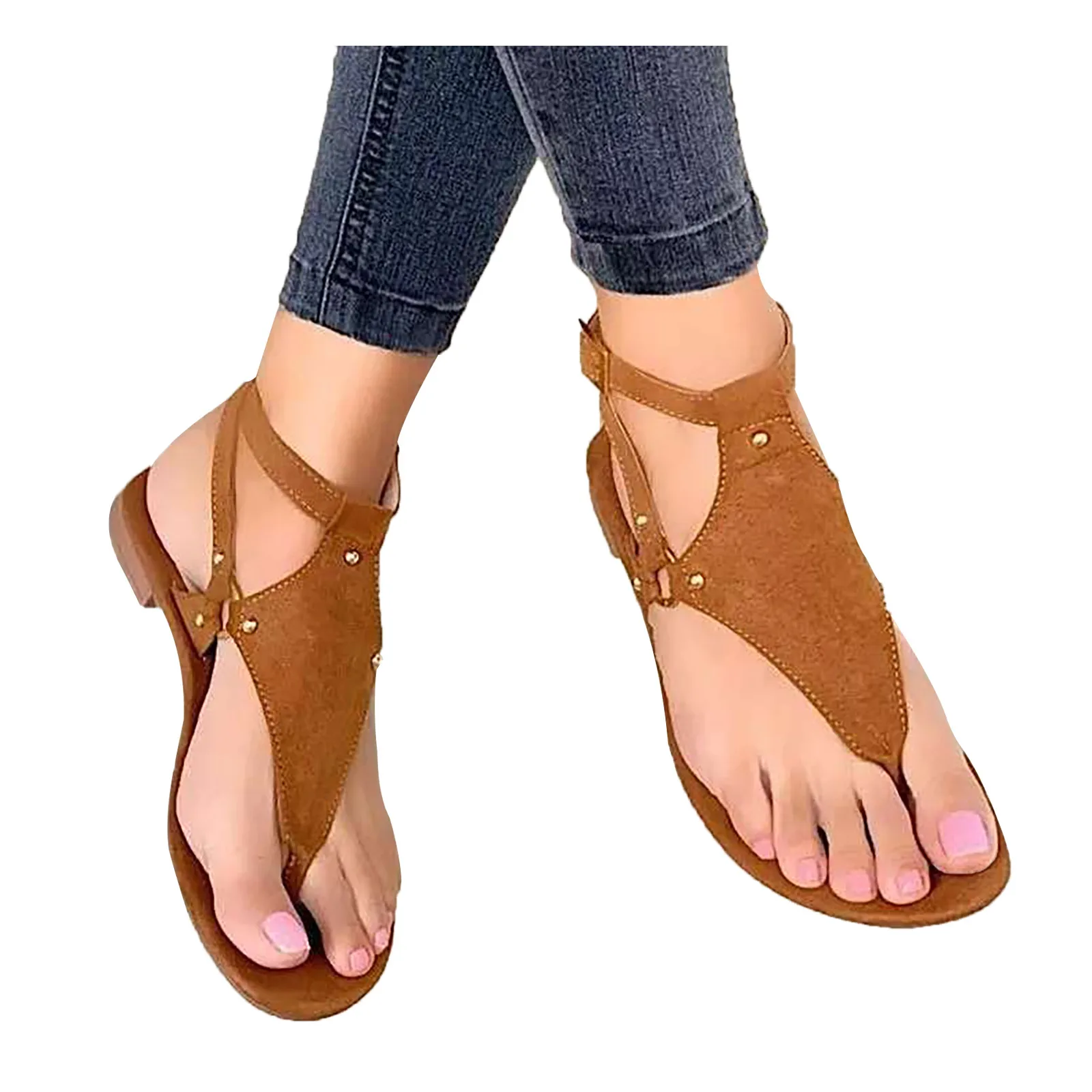 

Womens Flat Sandals Open Toe Ladies Beach Sandals Buckle Strap Flip Flops Shoes Casual Slides Shoes Summer Sandalias