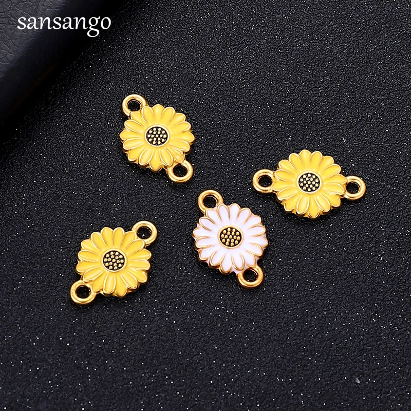 

10pcs Yellow White Flower Charms Connector Pendants Making DIY Handmade Necklace Bracelet Finding Jewelry