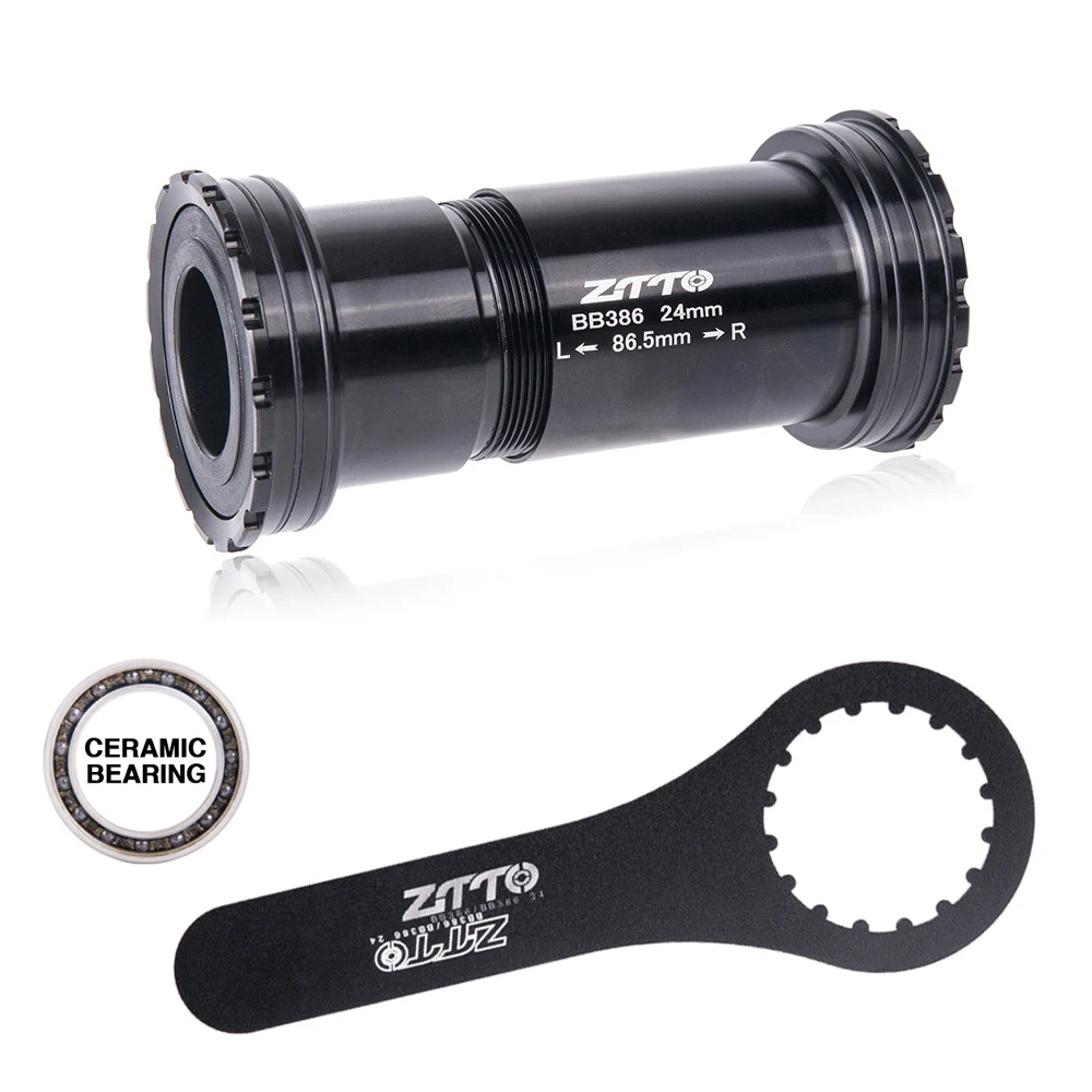MTB Road Bike BB386 CERAMIC 24 EVO Threaded Lock Press Fit Bottom Bracket for 386 Frame to 24mm Crankset Quality Center Adapter