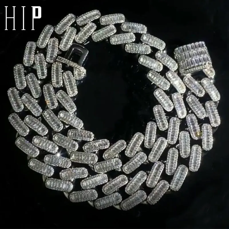 В стиле хип-хоп 1 комплект в &quotбагет&quot льдом квадратный Циркон кубинский Полный