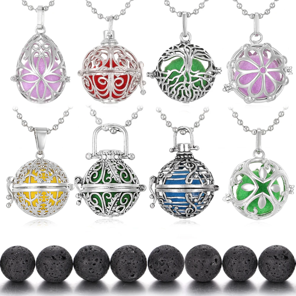 Камень из вулканической лавы Цепочки и ожерелья мяч коробка клетка медальон