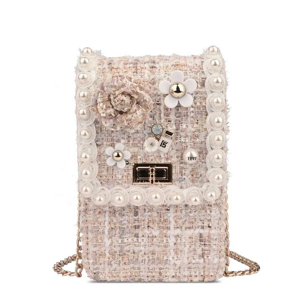 WhiteBeige RARE CREATIVE New Cell Phone Shoulder Bags Lovely Winter Coin Purse Universal Phone Bags Children Purse For Little Things HM6033 - Цвет: WhiteBeige