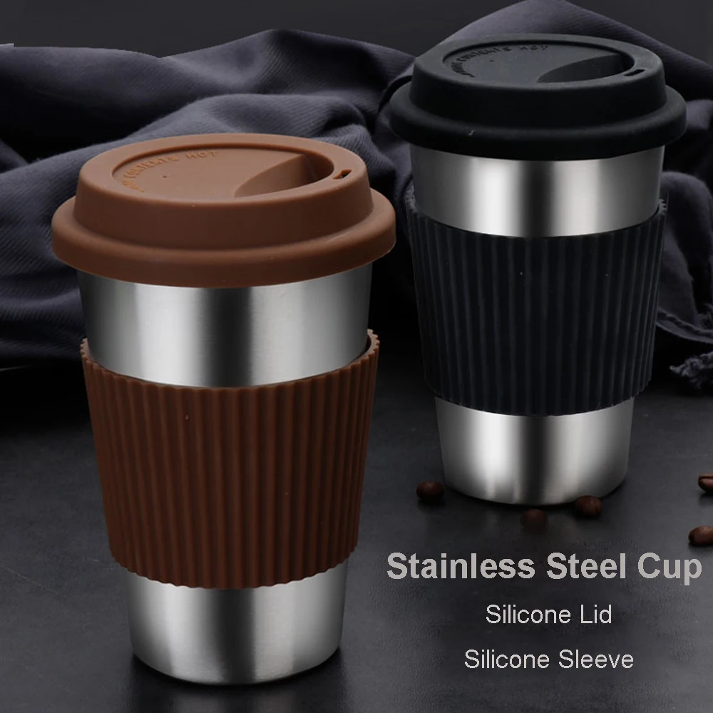 500 мл бутылка для воды кофейная чашка с силиконовыми крышками и рукавами