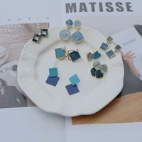 blue earrings collection love heart bowknot tassel square flower chain acrylic earrings simple sweet stylish women ear jewelry