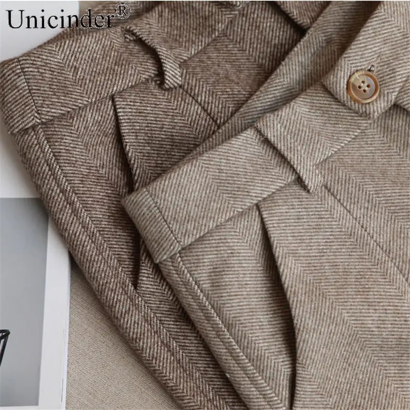 

Unicinder Woolen Pants Women's Harem Pencil Pants 2021 Autumn Winter High Waisted Casual Suit Pants Office Lady Women Trousers