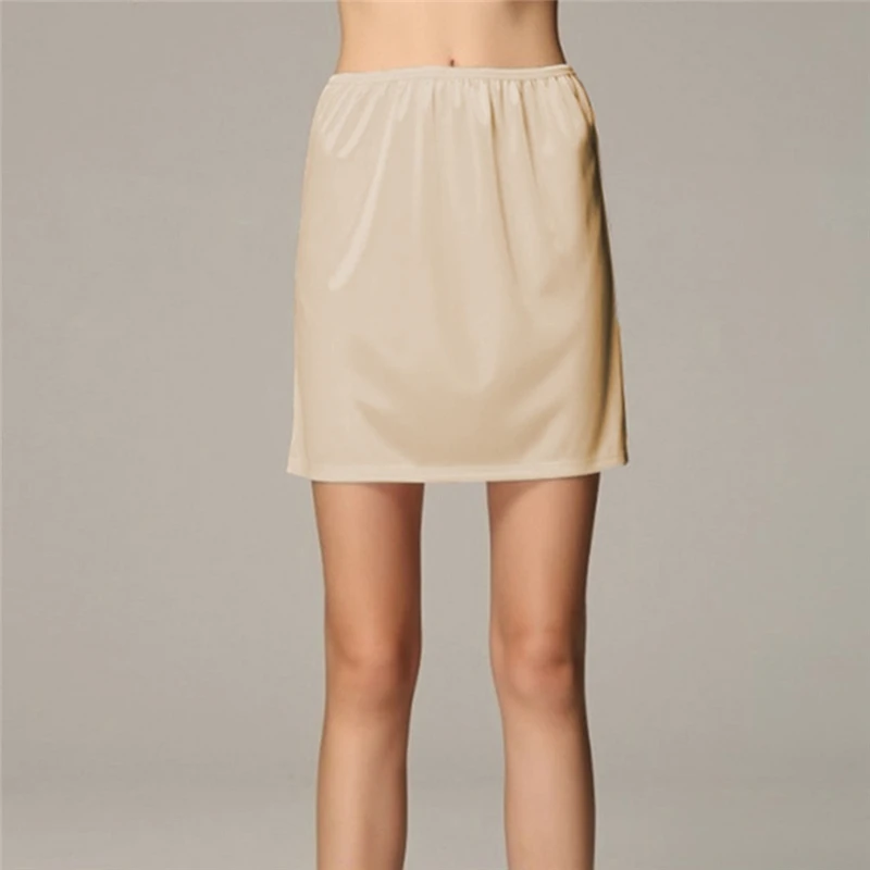 

New Women Mini Skirt Satin Half Slip Underskirt Petticoat Under Dress Ladies Loose Anti-Exposure Safety Skirts For Feminina