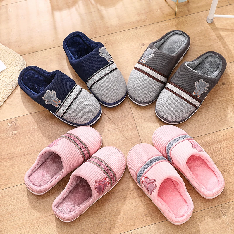 

2019 New Cotton Slippers Men Women Sweet Ladies Winter Home Slippers Non-Slip Soft Winter Men Slippers House Shoes