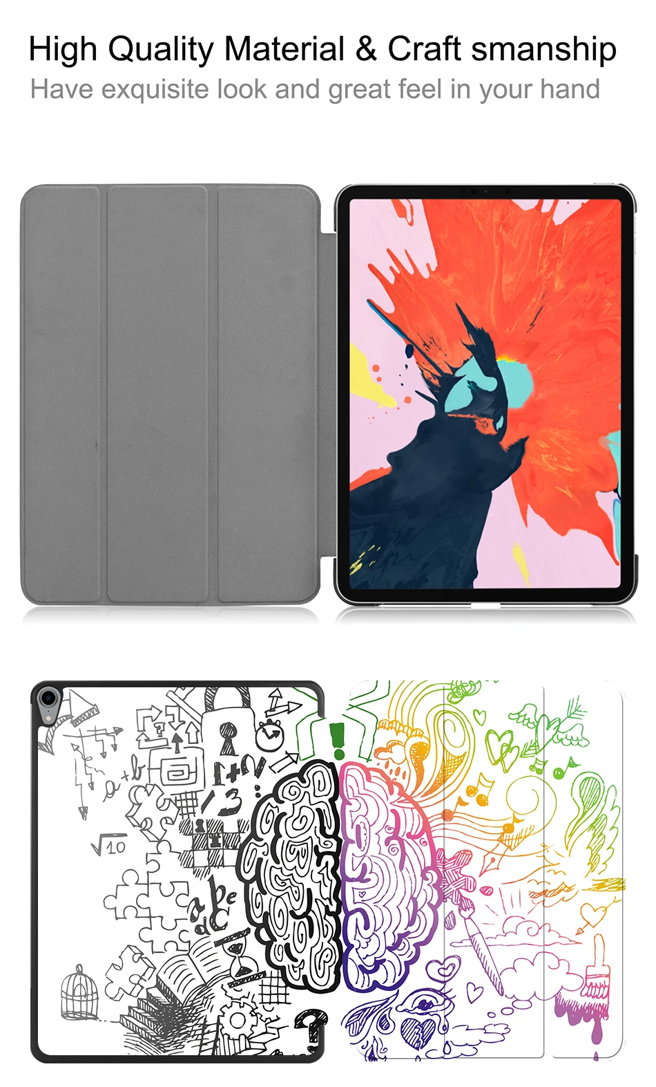 Чехол MTT для iPad Pro 12,9 дюйма 3rd Gen из искусственной кожи, чехол-подставка с мультяшным граффити, Магнитный смарт-чехол с беспроводной зарядкой