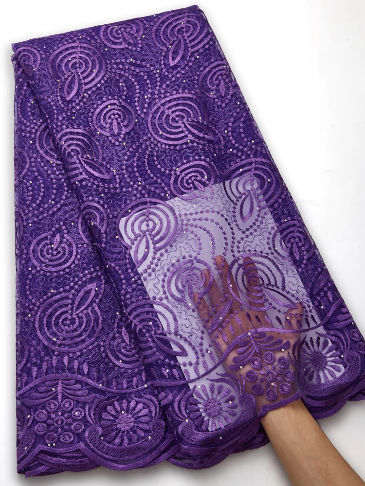 

New Arrival French Lace Fabric Purple African Lace Fabrics High Quality 2022 Embroidery Lace Dress Material For Party Sew A2726