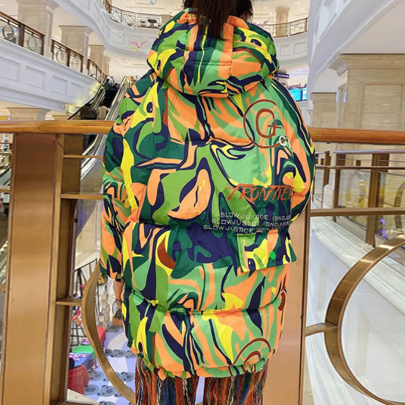 2021 Winter Outfits Women's Jacket Hooded Parka Down Cotton Coat Double Zipper Glossy Padded Jackets Casual Warm Outwear Parkas