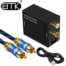 EMK Analog to Digital Audio Converter L/R RCA to Coaxial Optical Toslink SPDIF Output Converter Adapter for TV Xbox 360 DVD