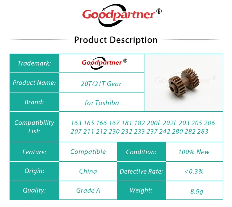 10X 6LK25743000 20T/21T рама шестерни для Toshiba 163 165 166 167 181 182 203 205 206 207 211 212 230 232 233 237 242 280 282 283 |