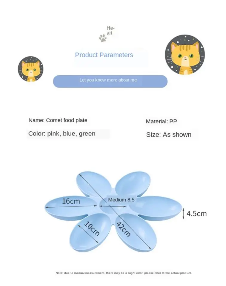 

2020 New Creative Pet Dog Cat Bowls Dog Feeding Food Bowls 6 Connected Bowls For Small Cats Dogs Petal Shape Water Food Feeder
