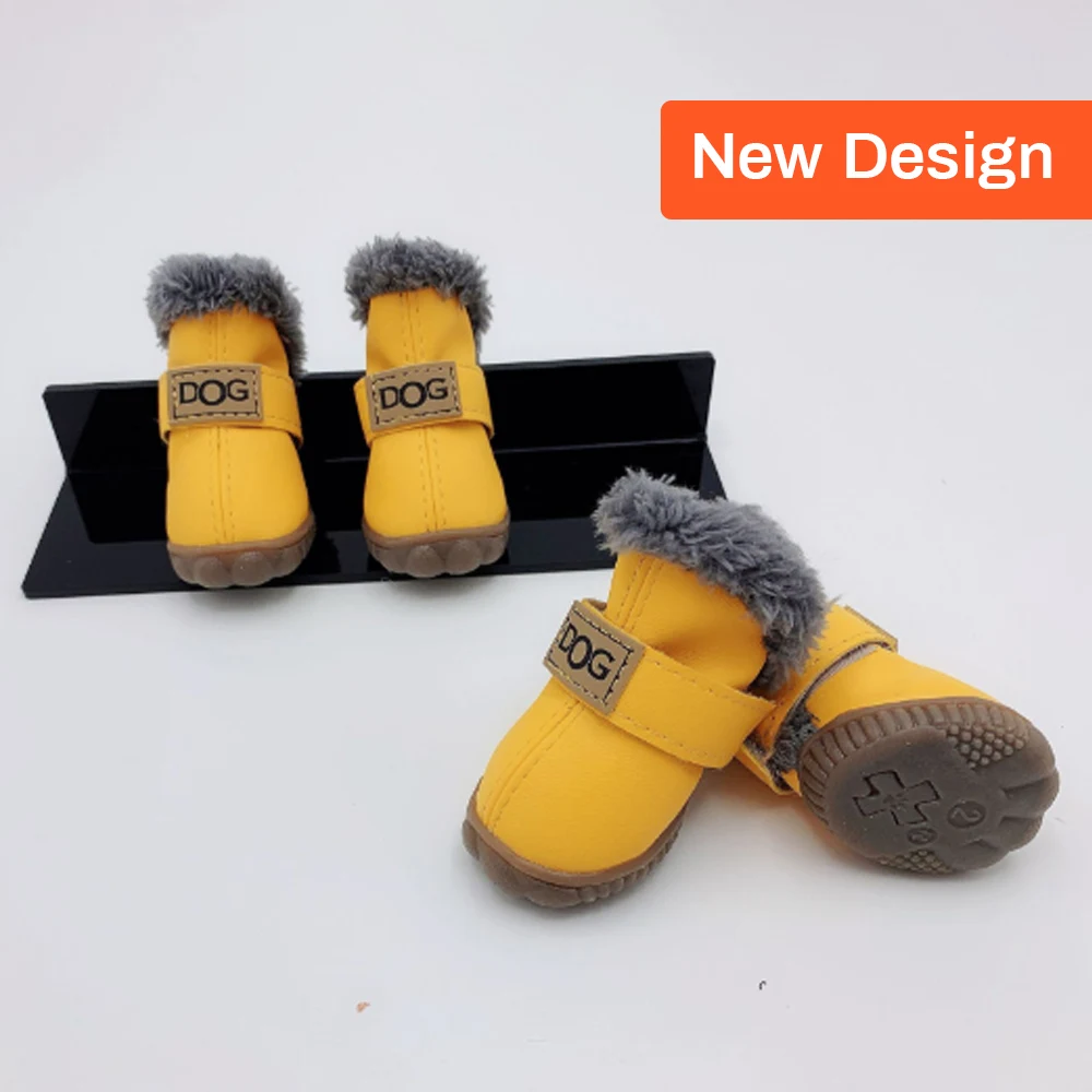 Зимняя обувь для собак Теплые зимние сапоги Водонепроницаемая меховая 4