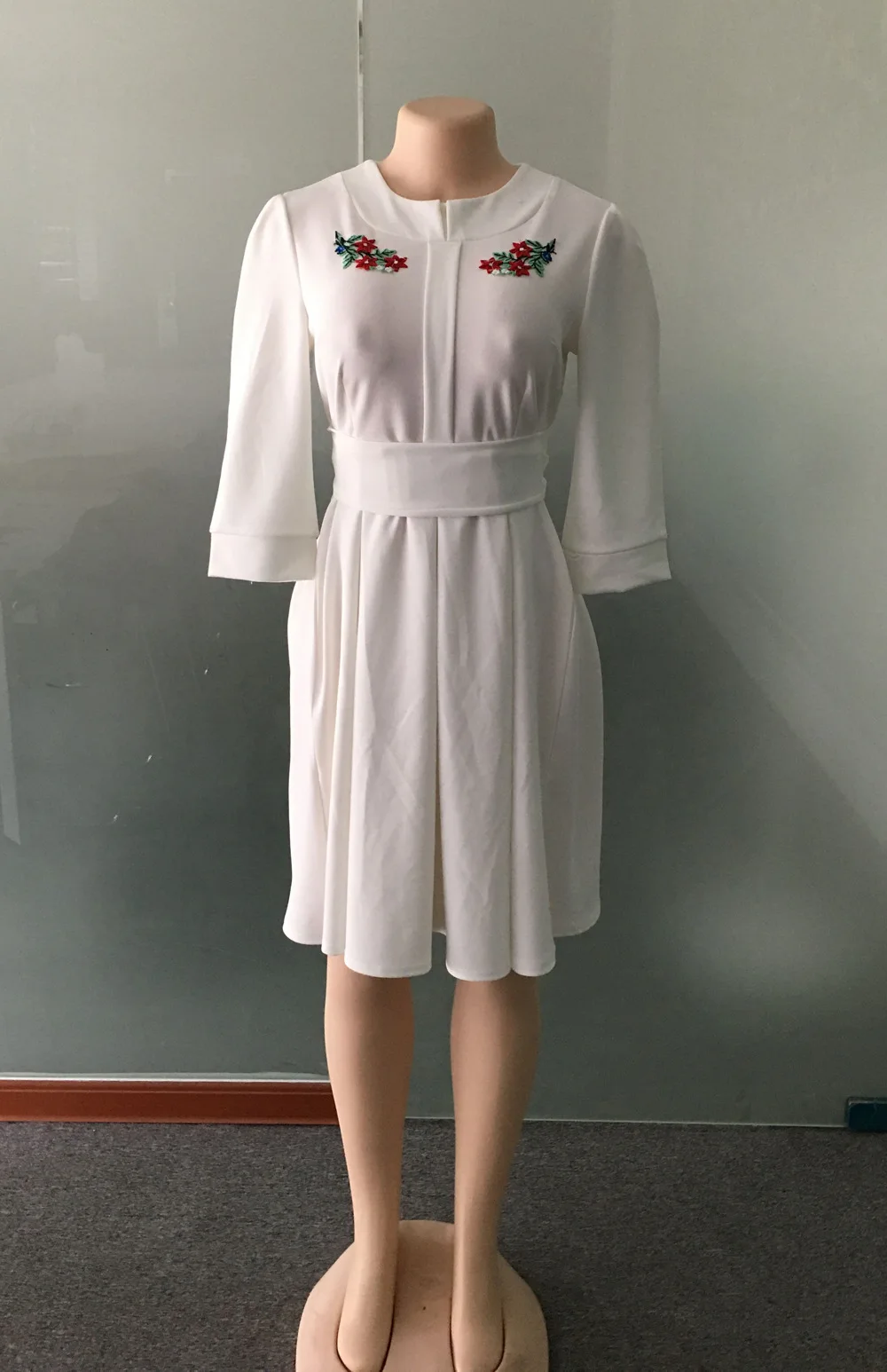 2019 autumn elegent fashion style african women polyester plus size o-neck knee-length dress M-XXL | Тематическая одежда и