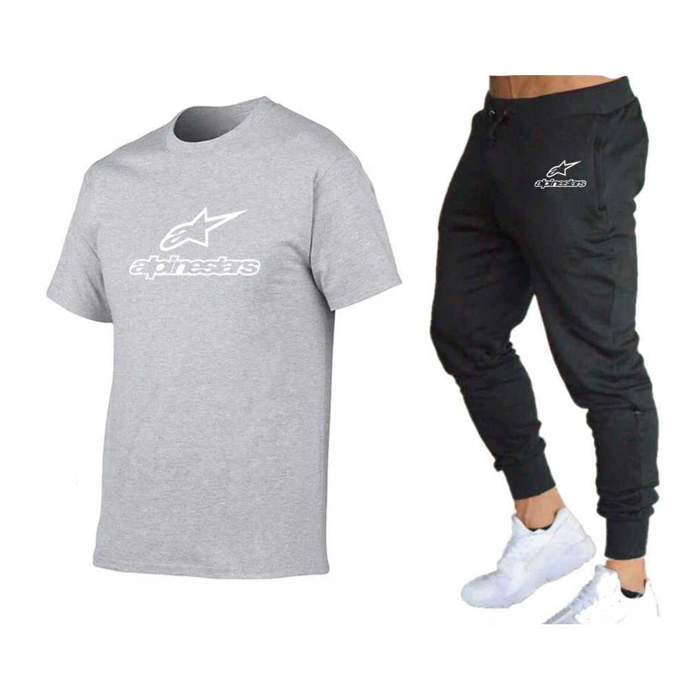

2021 summer fashion casual men's brand suit jogging sportswear Alpine Star printed short-sleeved T-shirt + two-piece pants