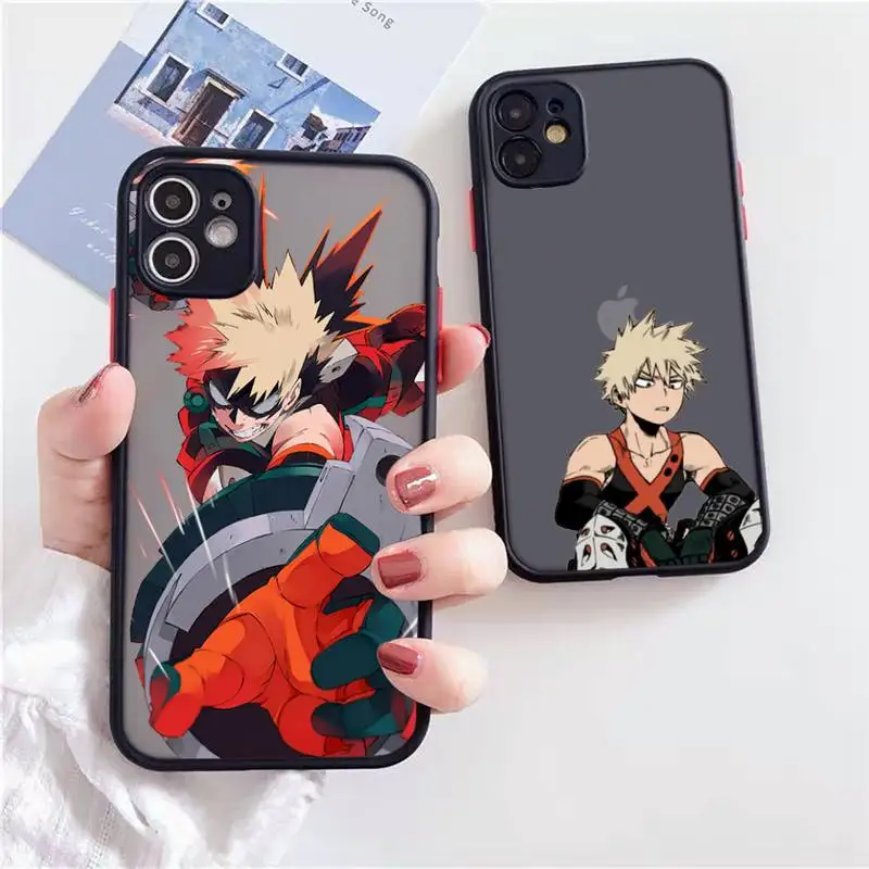 

Anime My Hero Academia Phone Case For iPhone 12 11 Mini Pro XR XS Max 7 8 Plus X Matte transparent Back Cover