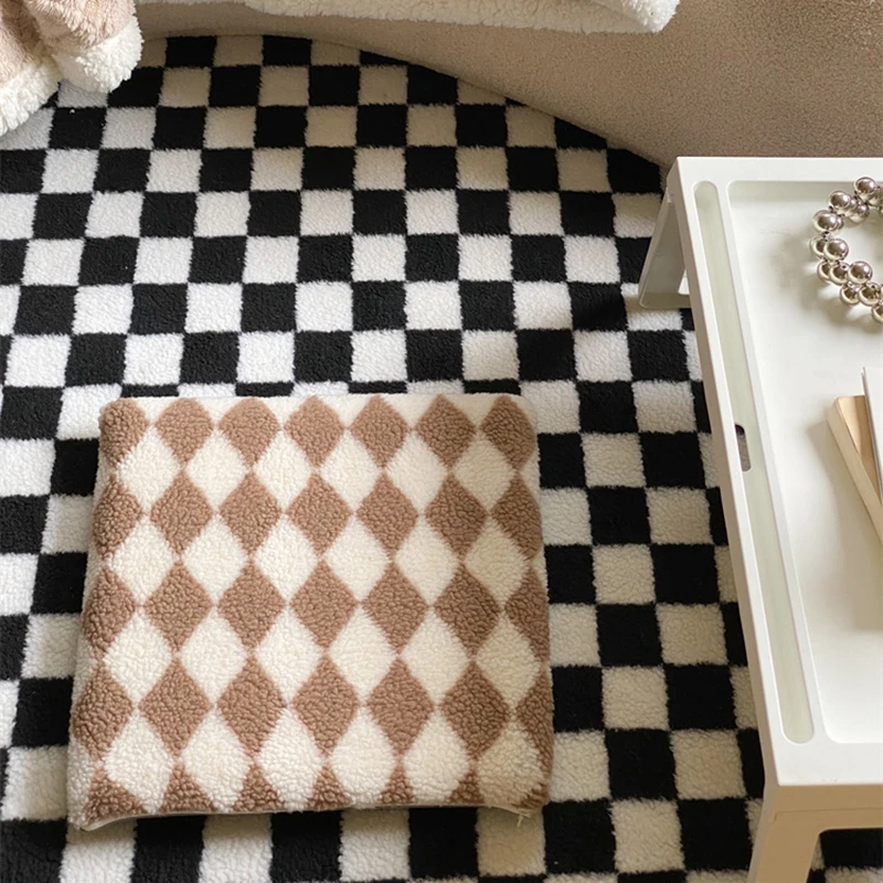 Подушка для сиденья из берберского флиса мягкая квадратная шикарная сетка