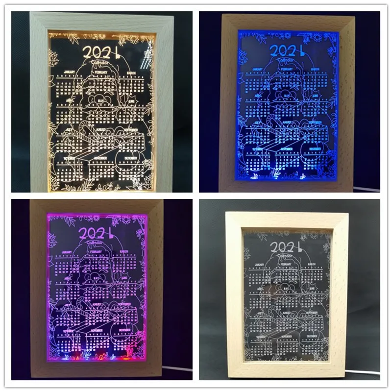 USB питание 3D визуальная деревянная фоторамка ночсветильник с регулируемой