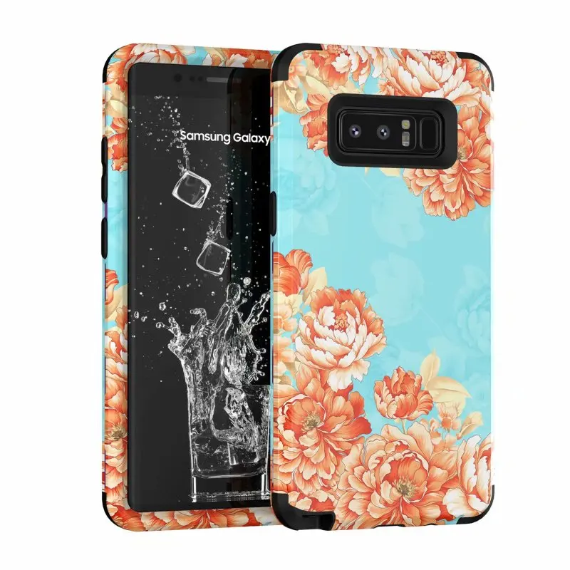 Роскошный чехол 3 в 1 для samsung S10 Note 8 9 S9 Plus жесткий чехол для телефона с цветочным узором Дизайн ПК силиконовый бампер противоударный чехол - Цвет: Небесно-голубой