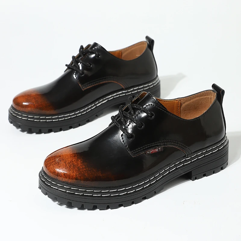 

Новинка весна-осень мужские деловые повседневные кожаные туфли большого размера Мужская модная универсальная обувь на платформе туфли-окс...