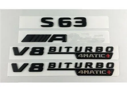Черные значки с эмблемами букв для Mercedes W222 S63 Для AMG V8 BITURBO 4matic +|Эмблемы| |