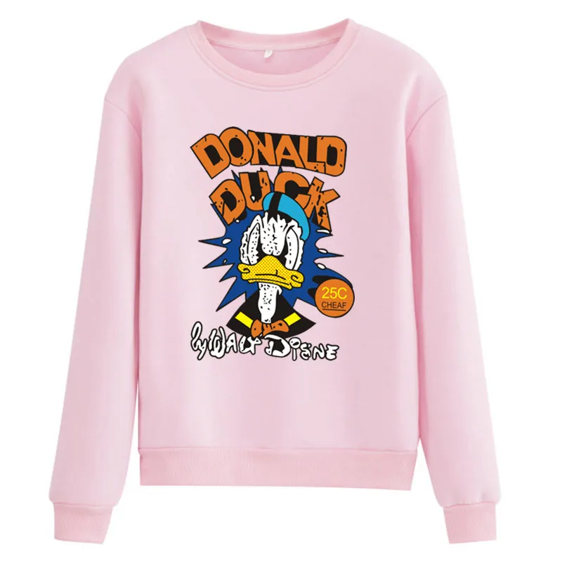 Disney Cartoon Angry Donald Duck Funny Vintage Sweatshirt Women Autumn Winter 2021 Long Sleeve Fleece Thick Vrouwen Sweetshirts