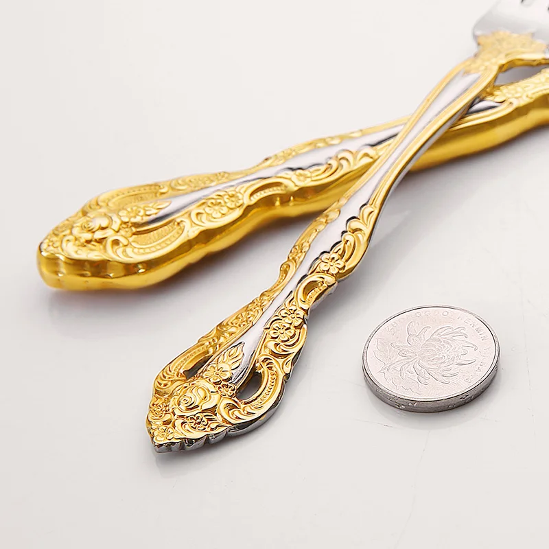 Золотой серебряный Королевский Европейский утолщенный набор столовых приборов