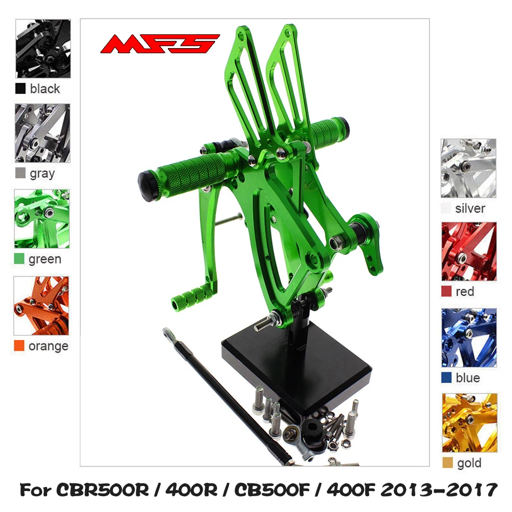 Регулируемые подножки для мотоцикла MFS черные Honda CBR500R CBR400R CB500F CB400F|Подставки под